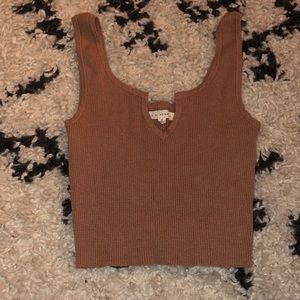 Pacsun Tan Waffle Crop Tank